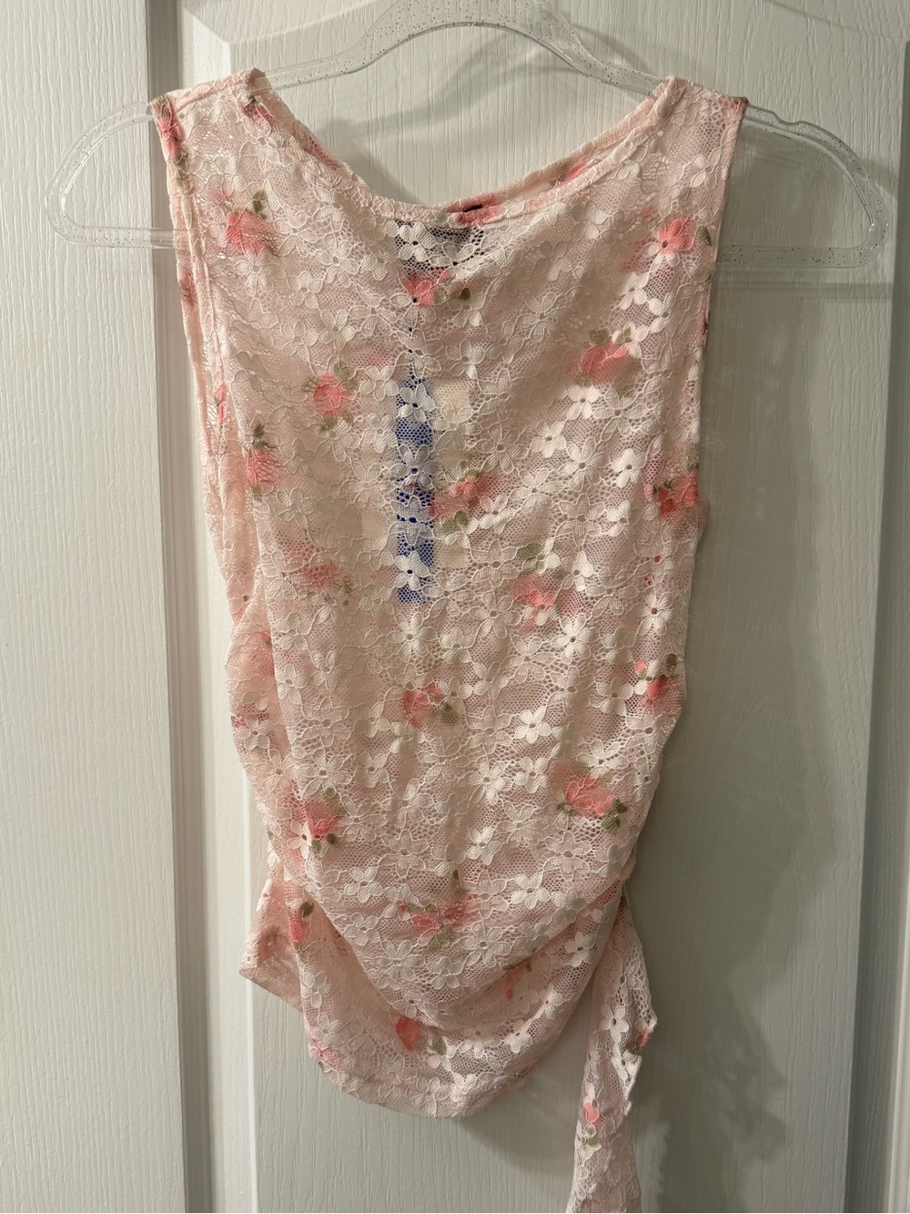 Floral Lace Tank Top - Blush Pink